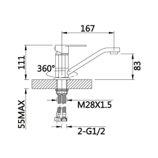 Смеситель для раковины с поворотным изливом V11-35-1-1 ViEiR