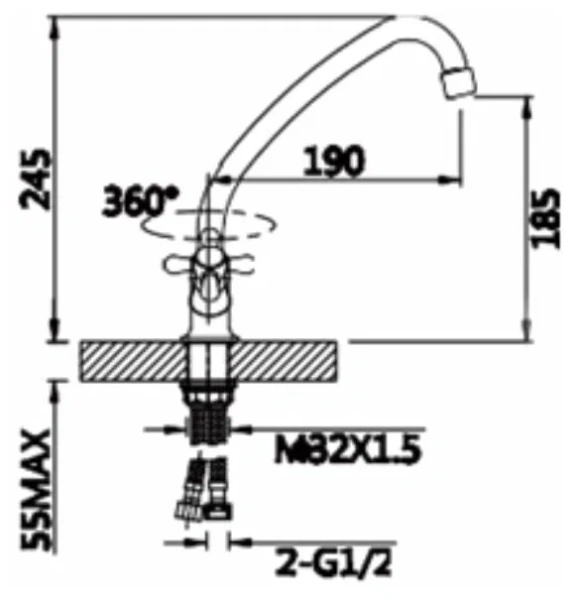 Смеситель для кухни V12-01-2-2 ViEiR (крест)