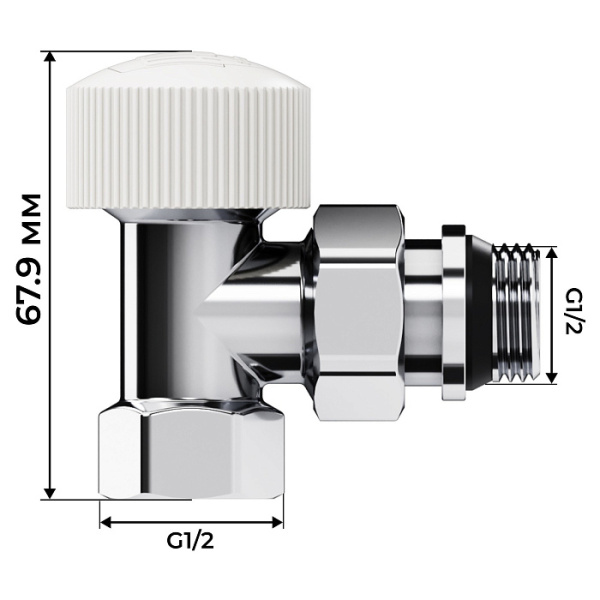 Набор термостатический угловой Royal Thermo Design 1/2"М30х1,5 (Хром)