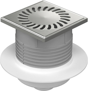 420 XL  Трап для внутренних помещений с нижним сливом,d50 122х122 нерж. решетка,воротник НЕПТУН (PV50XN-L2)