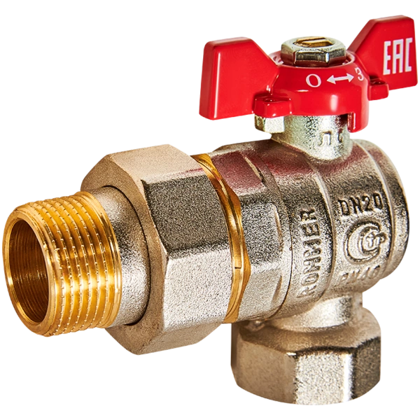 Кран шаровой угловойс американкой, ВР/НР, ручка бабочка  3/4" ROMMER ГОСТ