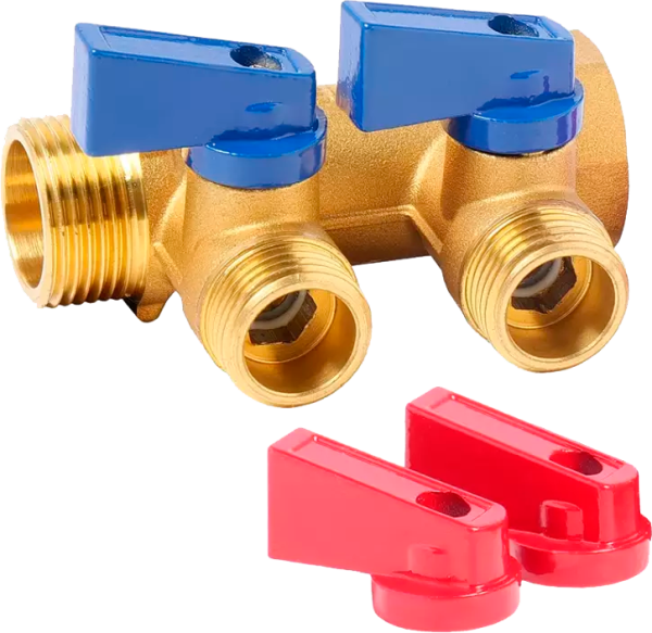 Коллектор с шар. краном 3/4"х1/2"м - 2 вых. без цанг "ViEiR"(50/1шт)