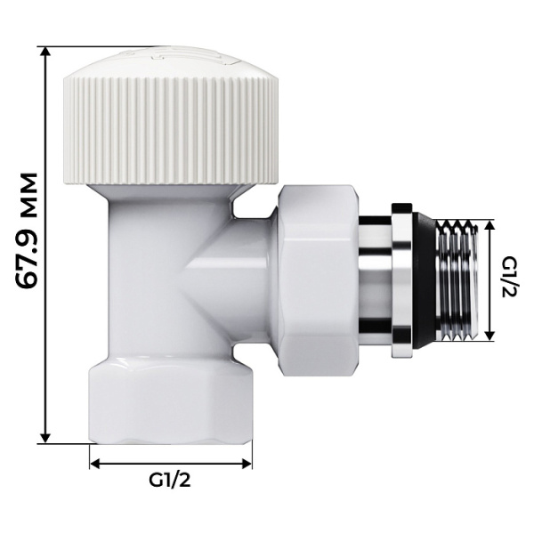 Набор термостатический угловой Royal Thermo Design 1/2"М30х1,5 (Белый)