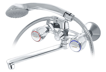 Смеситель д/в-рак Парма с шаровым переключателем плоский излив керамика