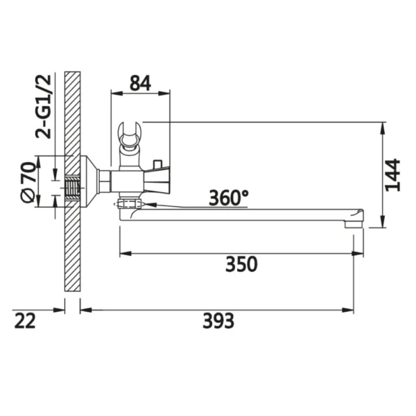 Смеситель для ванны V15-01-4-1 излив плоский 35 см ViEiR Магазин сантехники Нижний Новгород