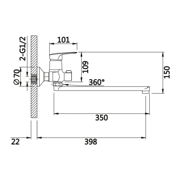 Смеситель для ванны V09-35-4-1 излив плоский 35 см ViEiR Магазин сантехники Нижний Новгород