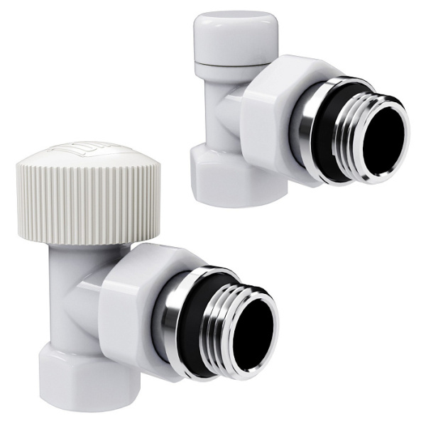 Набор термостатический угловой Royal Thermo Design 1/2"М30х1,5 (Белый)