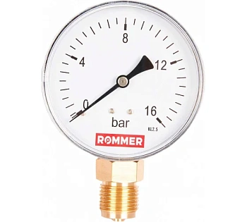 Манометр радиальный  0-16 bar 80мм 1/2" ROMMER