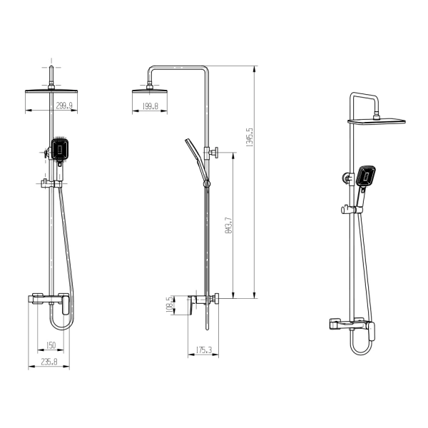 Душевая система V07-35-6-3C (цвет черный)ViEiR Магазин сантехники Нижний Новгород