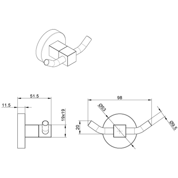 NESSY Крючок двойной, хром Магазин сантехники Нижний Новгород