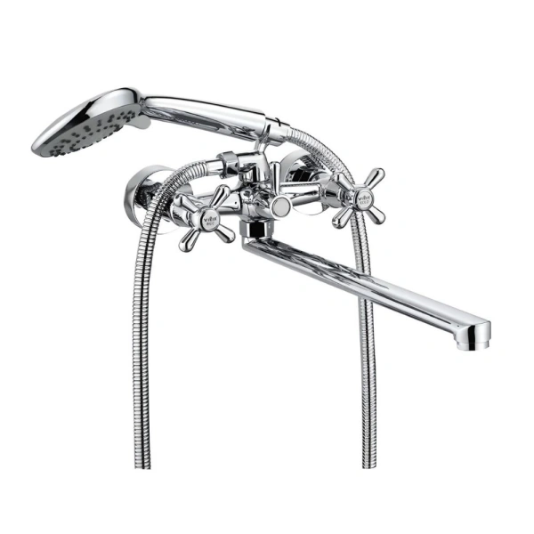 Смеситель для ванны V12-01-4-2 излив плоский 35 см ViEiR (крест)