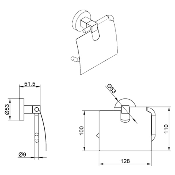 NESSY Бумагодержатель с крышкой, хром Магазин сантехники Нижний Новгород