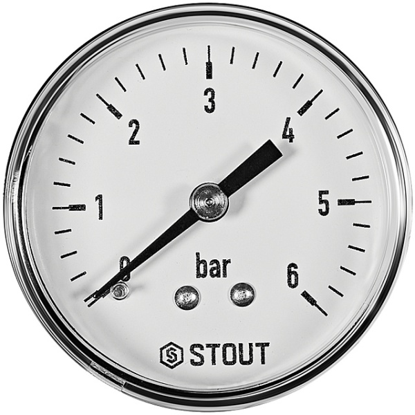 Манометр аксиальный. Корпус Dn 50 мм 1/4 , 0...6 бар, кл.2.5 STOUT 