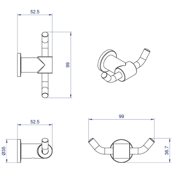 FORNY Крючок двойной, хром Магазин сантехники Нижний Новгород