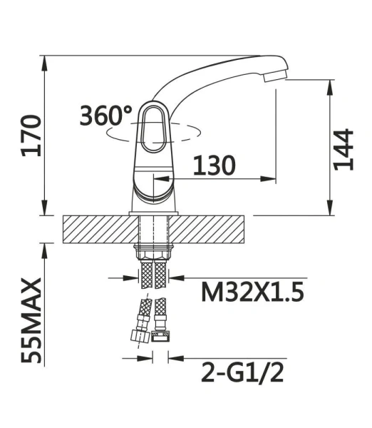 Смеситель для раковины с поворотным J-изливом V02-35-1-2 ViEiR