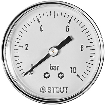 Манометр аксиальный. Корпус Dn 50 мм 1/4 , 0...10 бар, кл.2.5 STOUT 