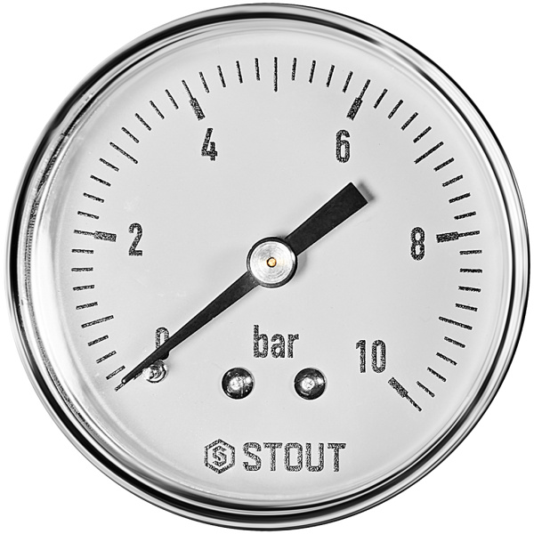 Манометр аксиальный. Корпус Dn 50 мм 1/4 , 0...10 бар, кл.2.5 STOUT 