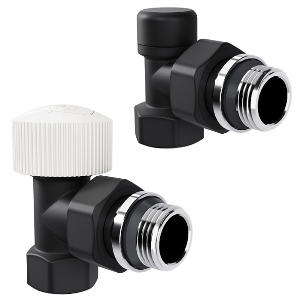 Набор термостатический угловой Royal Thermo Design 1/2"М30х1,5 (Черный) 