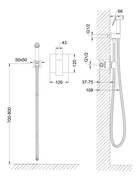 Смеситель для скрытого монтажа с гигиеническим душем Selene 2089/03 SM Black Магазин сантехники Нижний Новгород