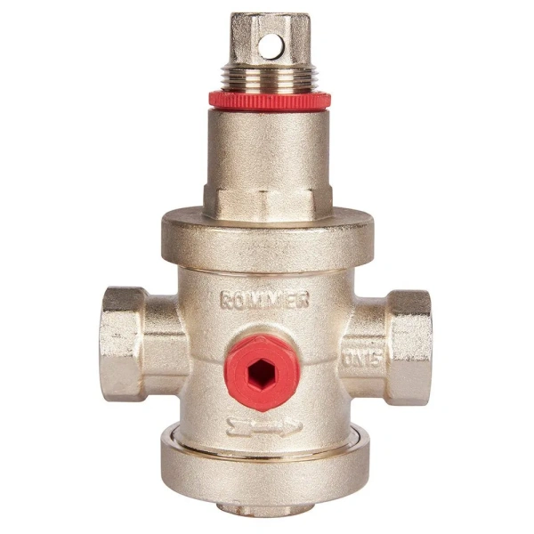 Редуктор давления поршневой PN25 вн/вн 1/2" с выходом под манометр ROMMER