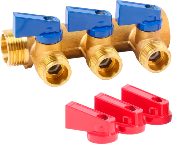 Коллектор с шар. краном 3/4"х1/2"м - 3 вых. без цанг "ViEiR"(50/1шт)