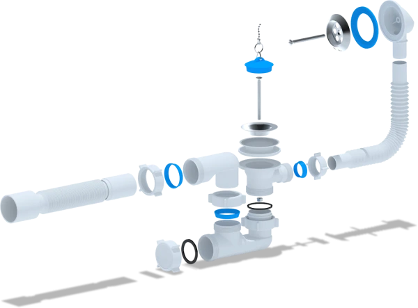 Сифон для ванны 1 1/2" регулируемый с гибк.трубой х50 АНИ Пласт (П) (30/1)