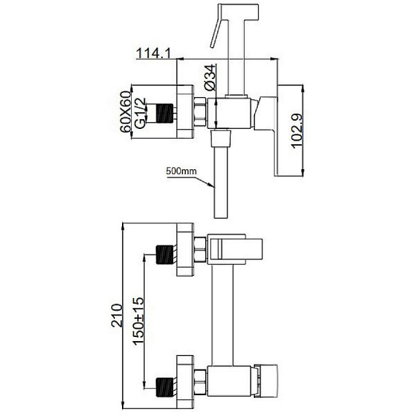 Гигиенические смеситель (наруж. квадр. хром) PL6503 Магазин сантехники Нижний Новгород