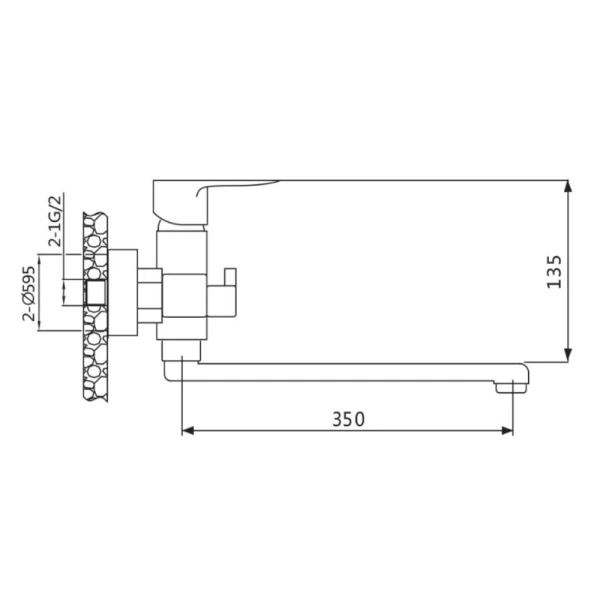 Смеситель для ванны V26-35-4-1 излив плоский 35 см ViEiR Магазин сантехники Нижний Новгород