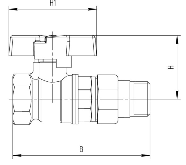 Кран шаровой "американка" Ду15 А31/1 прямой бабочка никель PN40 Магазин сантехники Нижний Новгород